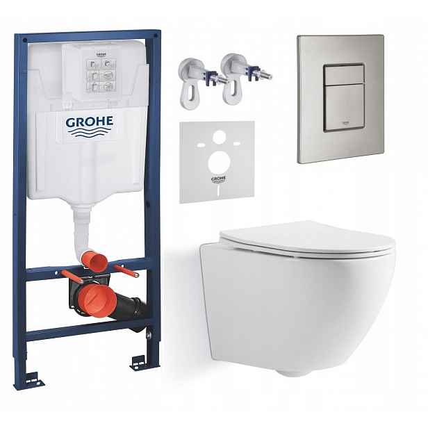 Podomítkový Wc set Grohe s mísou a tlačítkem nerezová ocel matná