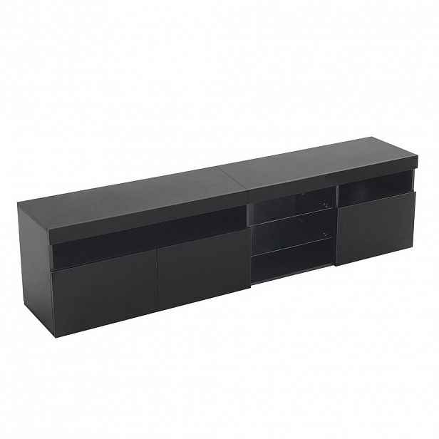 Redom TV stolek 180/48/35 cm se 3 dvířky, LED osvětlením a vysokým leskem, černá