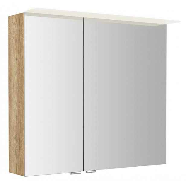 Sapho Linex - Zrcadlová skříňka s LED osvětlením 80x70x15 cm, 2x dvířka, dub alabama LX080-0022