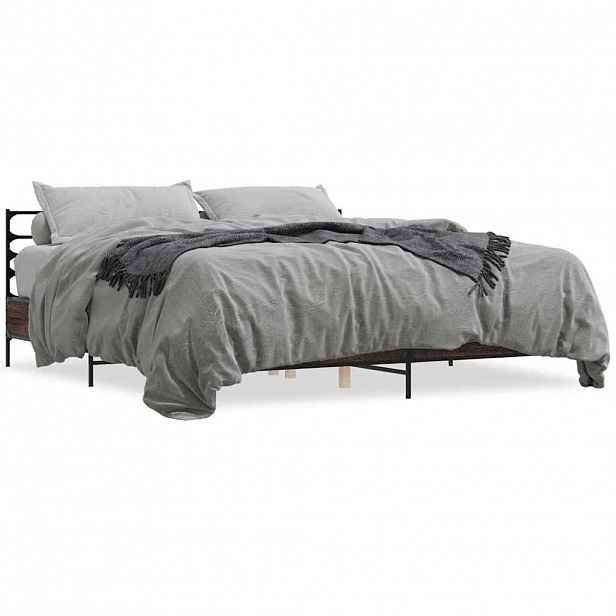 vidaXL Rám postele hnědý dub 180 x 200 cm kompozitní dřevo a kov