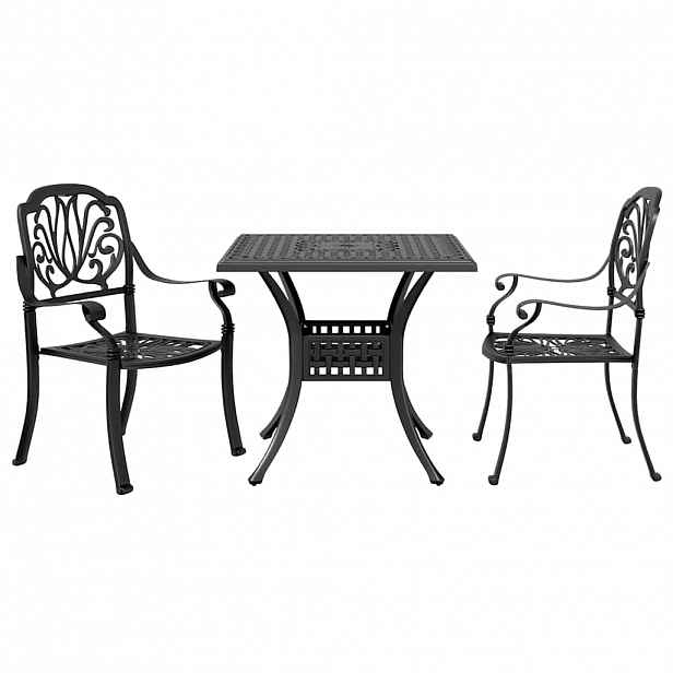 vidaXL 3dílný bistro set černý litý hliník