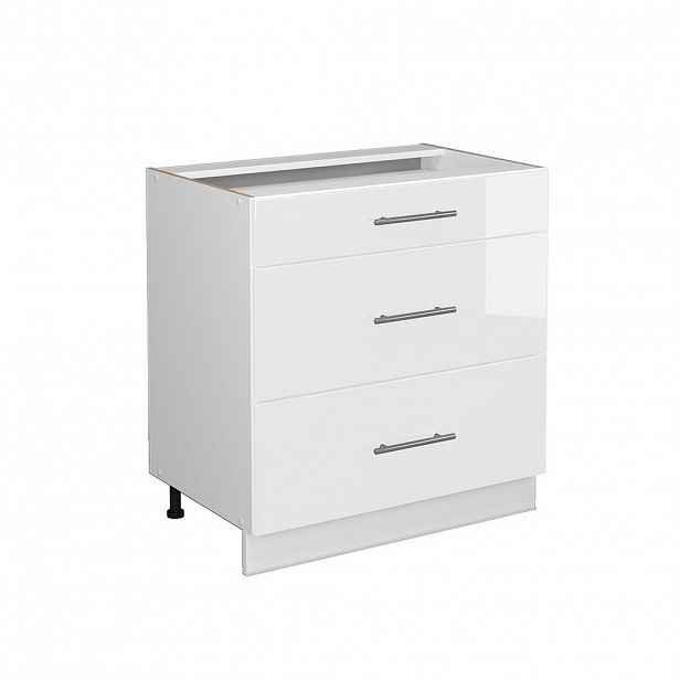 Vicco SKŘÍŇKA DO KOUPELNY Fame-Line Bílá vysoký lesk 80 x 82 cm se 3 zásuvkami, bez pracovní desky