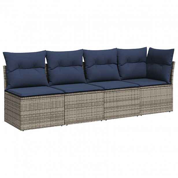 vidaXL Zahradní sofa s polštářem Šedá 227 x 62 x 69 cm polyratan