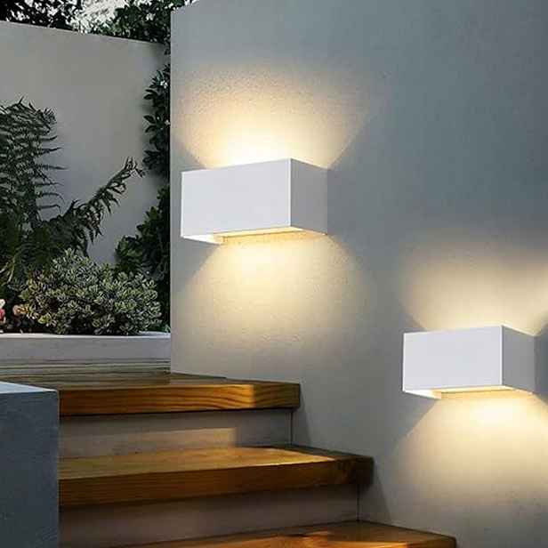 24W Bílá Led Nástěnná Lampa Venkovní Černá Čtvercová Nahoru A Dolů Nástěnná Lampa