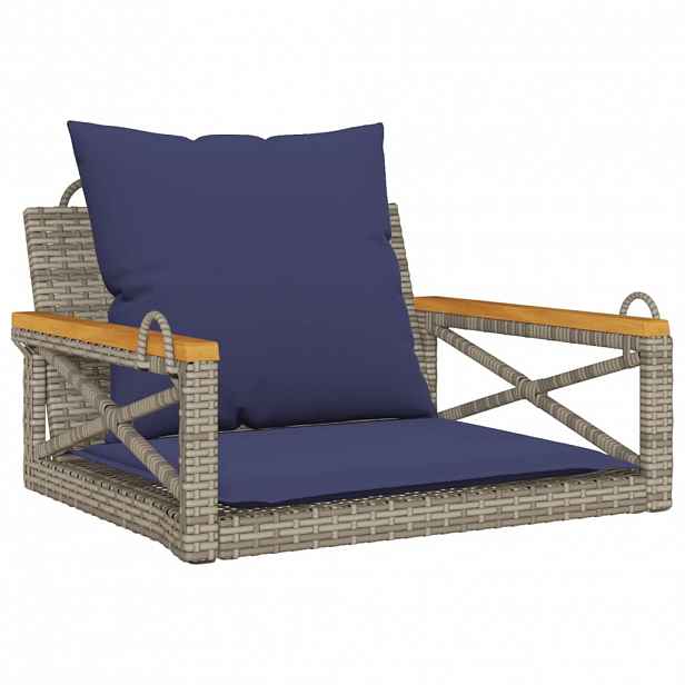 vidaXL Houpací lavice s poduškami šedá 63 x 62 x 40 cm polyratan