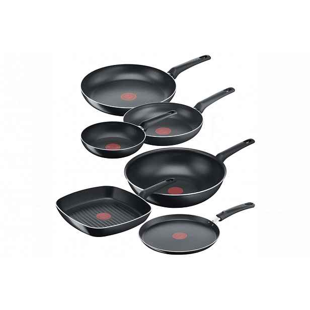 Akční set pánví Tefal Simple Cook klasická 28, 24, 20 cm, wok 28 cm, grilovací 26 cm a palačinková