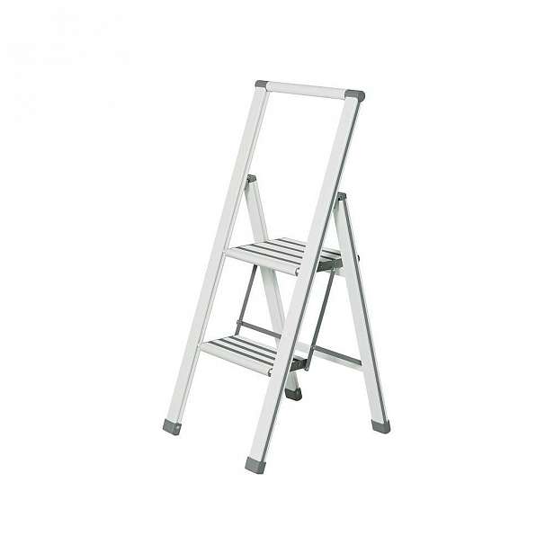 Bílé skládací schůdky Wenko Ladder Alu, výška 101 cm