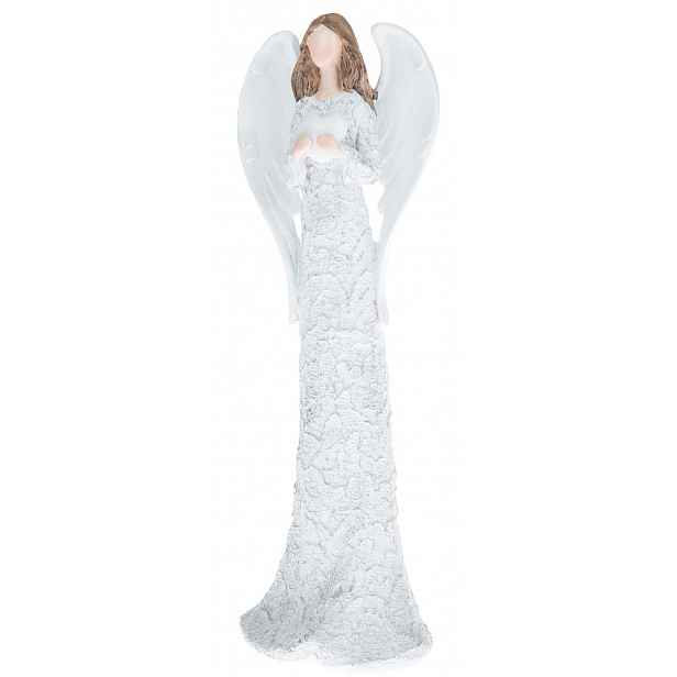 Dekorační soška Anděl a srdíčko, 25 cm