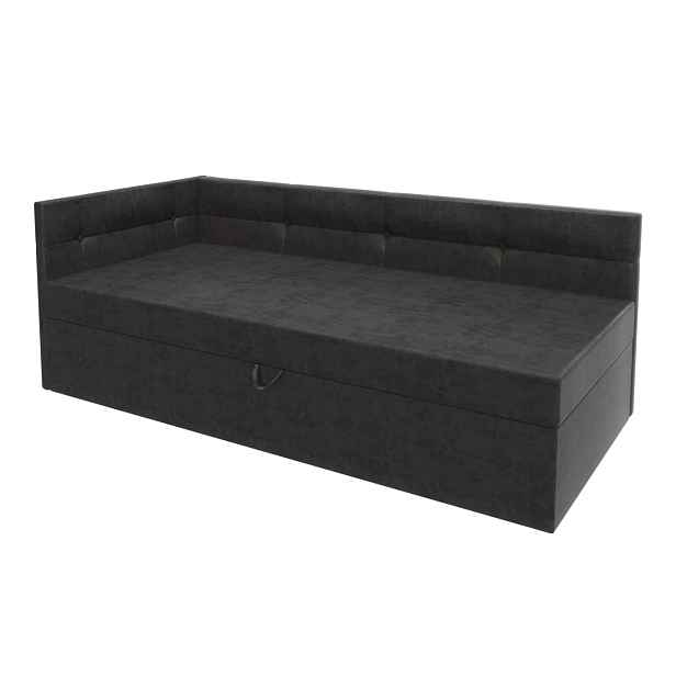FDM Jednolůžková čalouněná postel Billy s úložným prostorem Trinity černá, velikost 90x200