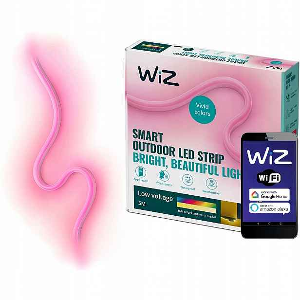 Led páska Voděodolná Neon 5 m Rgb Cct Smart WiFi Napájecí Zdroj Aplikace WiZ