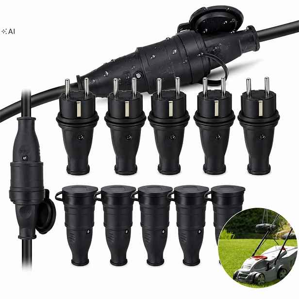 5 kusů Schuko konektor plný gumový IP44 ochranná zástrčka 230V 16A konektor