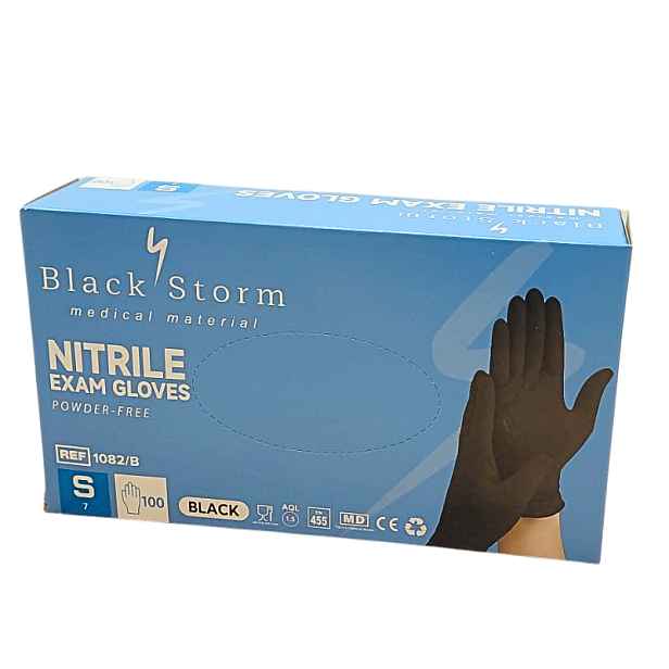 Rukavice Black Storm Nitril černé - vel.S 100ks/bal.