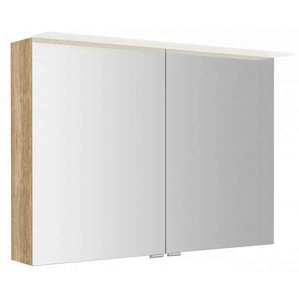 Sapho Linex - Zrcadlová skříňka s LED osvětlením 100x70x15 cm, 2x dvířka, dub alabama LX100-0022