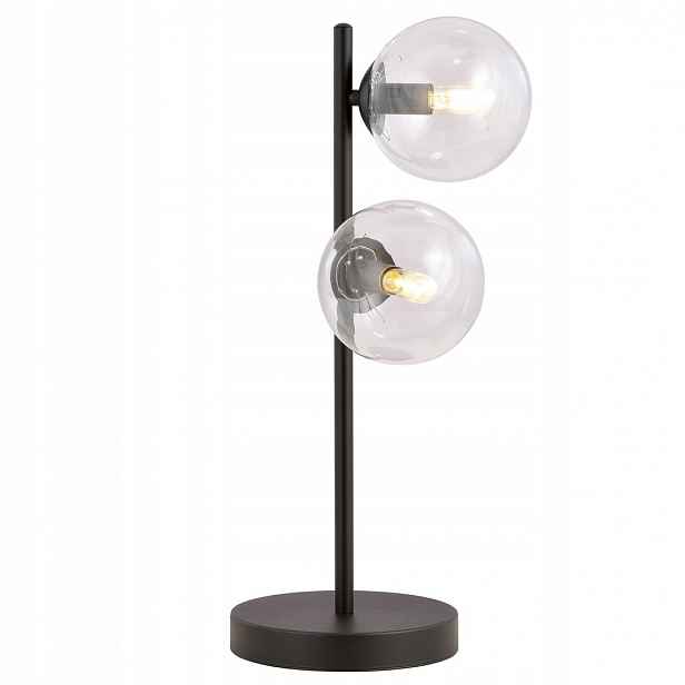 Stolní lampa Rossi LN2 černá, transparentní sklo, 2x E14
