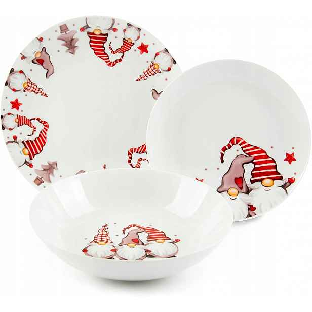 Sváteční Porcelánový Jídelní Servis 18 Dílů S Motivem Skřítka