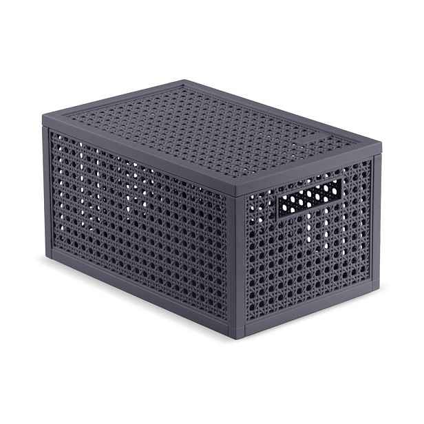 Tmavě šedý úložný box s víkem z recyklovaného plastu 19x30x15 cm Kaya – Curver