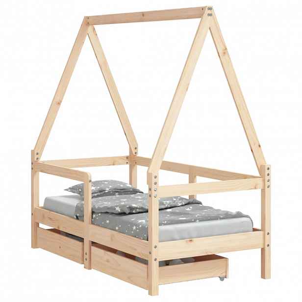 vidaXL Dětská postel se zásuvkami 70 x 140 cm masivní borové dřevo