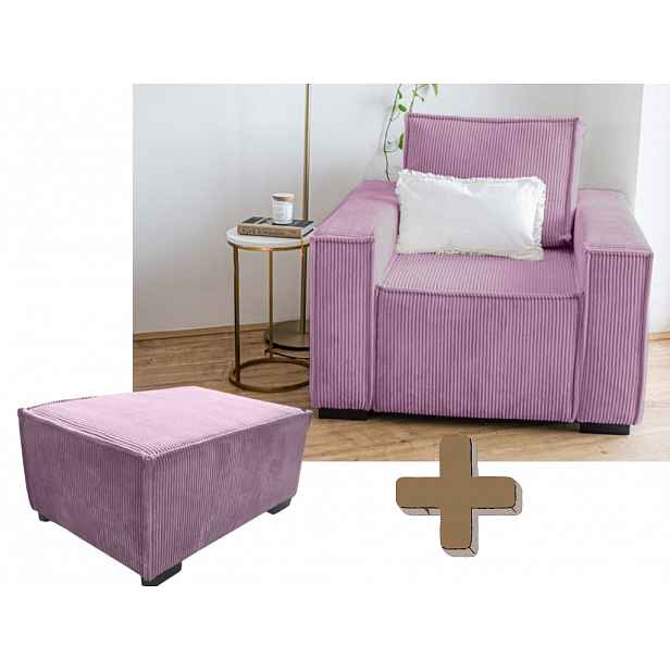 Křeslo s taburetem SMART SET, lila