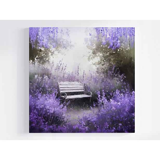 Obraz Na Plátně Canvas Krajina Zahrada Park Levandule Lavička Relaxace Ticho 50x50