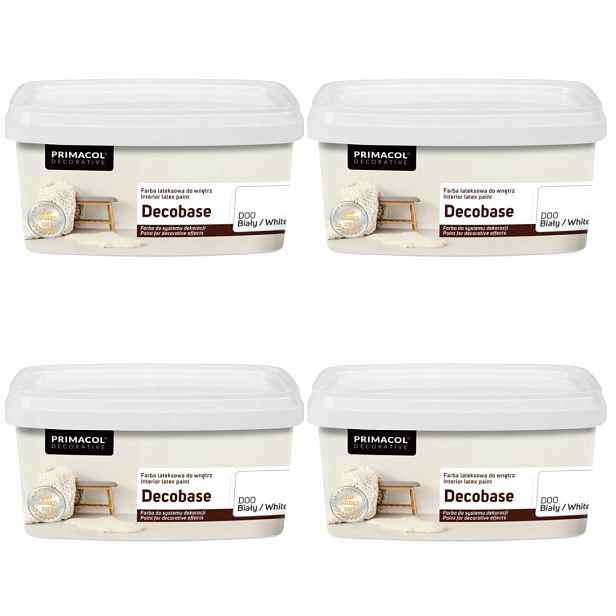 Set 4xPRIMACOL Latexová Barva Decobase 1L Bílá D00