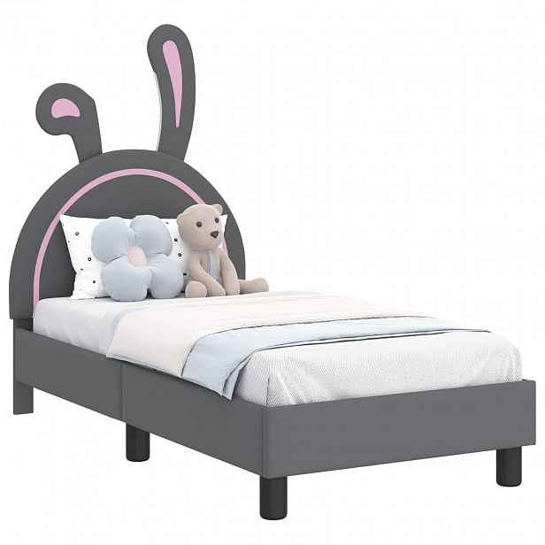vidaXL Rám postele pro batole s čelem Světle šedá 70 x 140 cm PU
