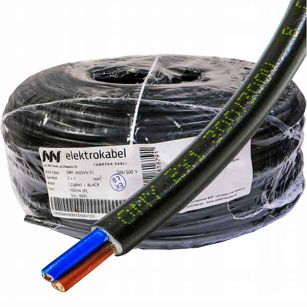 Kabel Omy 2x1 mm 300/300V Lanko Cu měděné 100 m černý