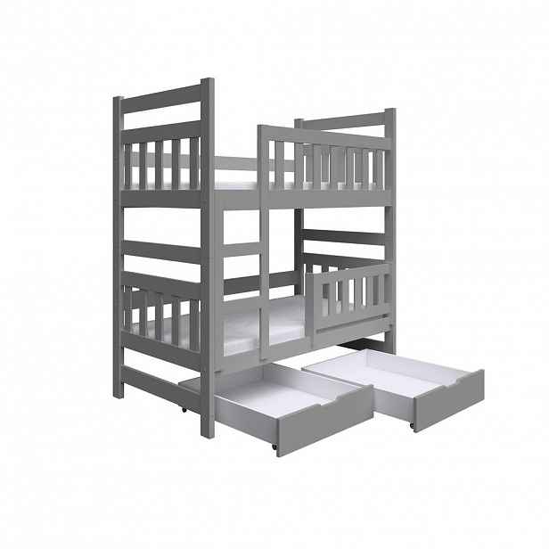 MASSENO VYSOKÁ Postel DINOS 80x160 s úložným prostorem, Šedá