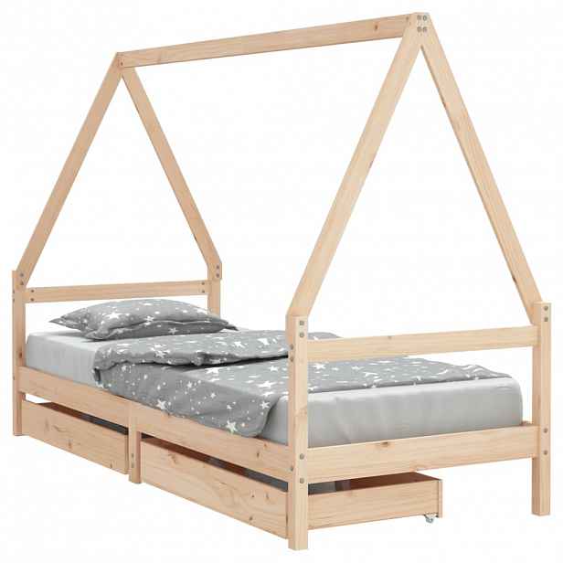 vidaXL Dětská postel se zásuvkami 90 x 190 cm masivní borové dřevo