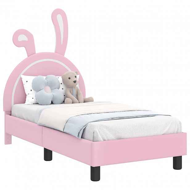 vidaXL Rám postele pro batole s čelem Růžová 70 x 140 cm PU