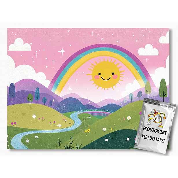 Fototapeta Flizelina Děti Krajina Slunce Duha Hory Řeka 150x105 110g