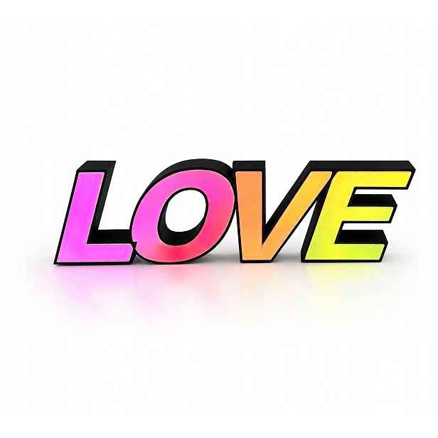 Osvětlený Nápis Love Láska 30 cm Dekorace Noční Lampa 3D Led dálkové ovládání