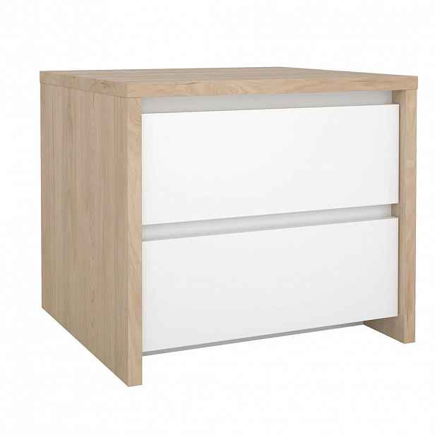 P & B NOČNÍ STOLEK, barvy dubu, vysoce lesklá bílá, 52/45/48 cm