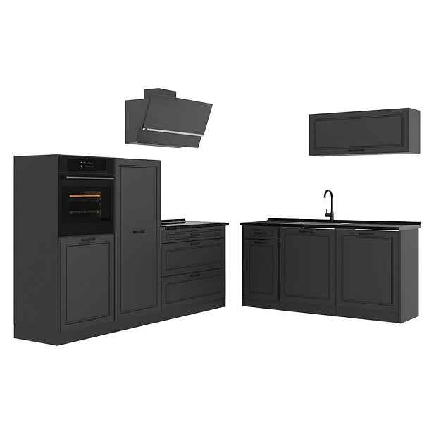 Vicco KUCHYŇSKÝ KOUT R-Line, Antracitový venkovský dům/Antracit, 220 cm pracovná doska antracitová