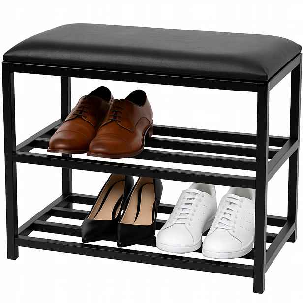Skříňka Police Regál Na Boty Černá 60 CM Černé Sedadlo Loft Polský Výrobek