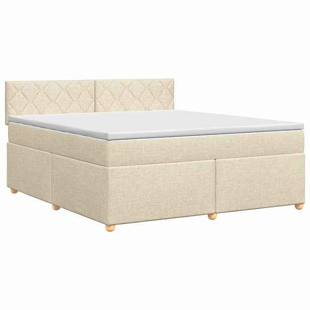 vidaXL Postel boxspring s matrací s čelo Krémová 140 x 190 cm Textil