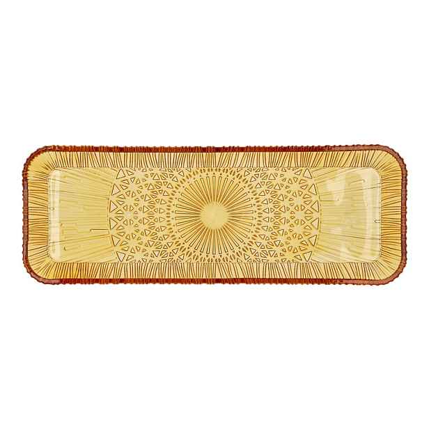 Oranžový skleněný servírovací talíř 14x38 cm Kusintha – Bitz