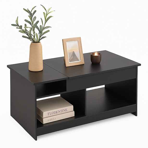 Relaxdays KONFERENČNÍ STOLEK Černý se zvedací deskou 110x50 cm