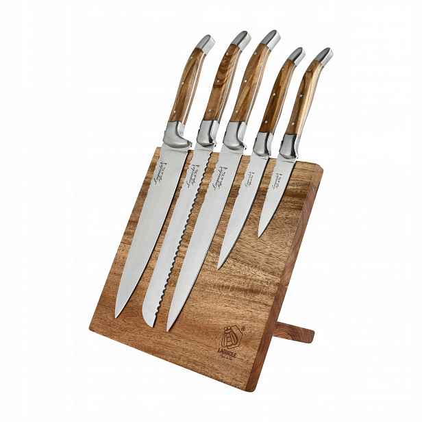 Sada nožů Laguiole Olive Wood s magnetickým blokem