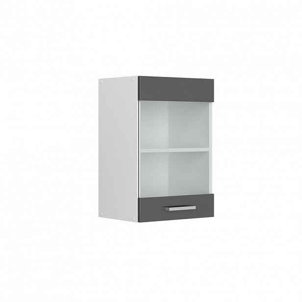Vicco UNIVERZÁLNÍ NÁSTĚNNÁ SKŘÍŇKA R-Line Antracitový vysoký lesk 40 cm se skleněnými dvířky