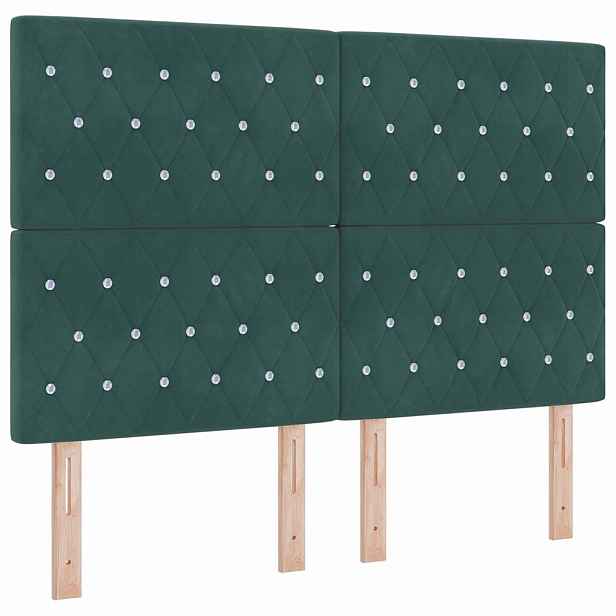 vidaXL Čelo postele Tmavě zelená 144 cm samet