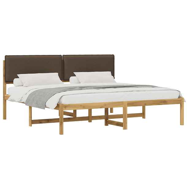 vidaXL Rám postele s čalouněným čelem Bělená a taupe 180 x 200 cm