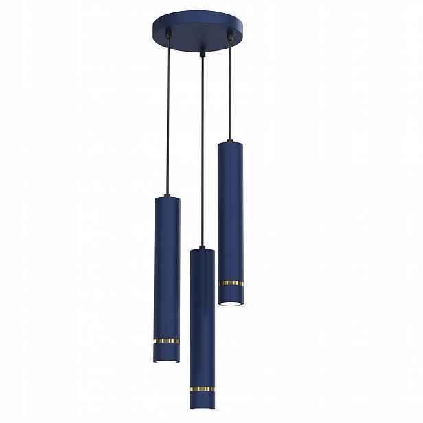 Závěsná Lampa 3 X Rampouchy Tuby Nad Stůl Tmavě Modrá Na Kole Zlatá Led Lampa