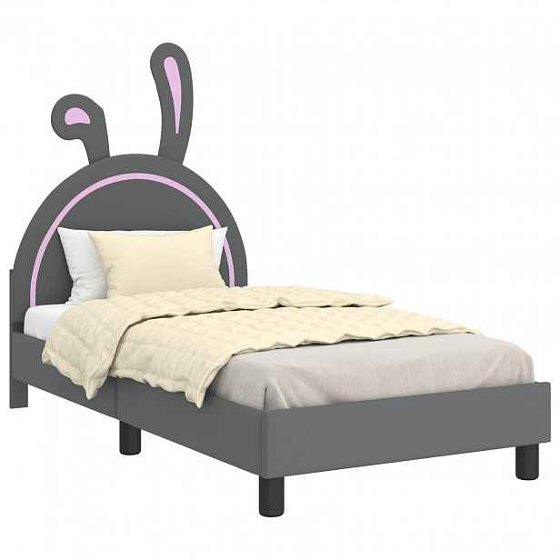 vidaXL Rám postele pro děti s čelem Světle šedá 80 x 160 cm PU
