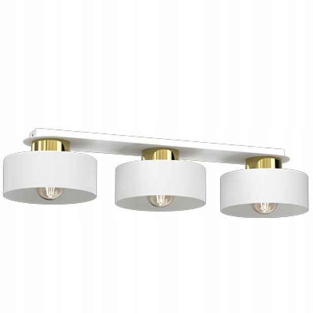 Stropní svítidlo trojitá, bílá, zlatá, podlouhlá, 68 cm do jídelny, 3 body Luminex