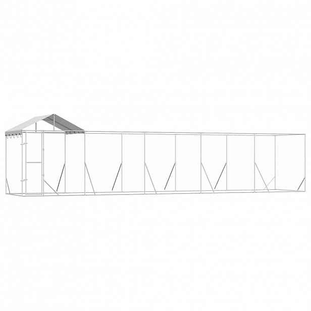 vidaXL Venkovní psí kotec se střechou stříbrný 10 x 2 x 2,5 m ocel
