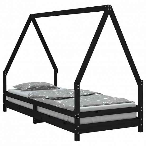 vidaXL Dětská postel černá 80 x 200 cm masivní borové dřevo