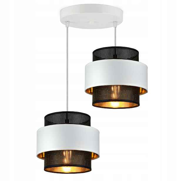 Závěsná lampa Lustr Glamour Bílá Černá Zlatá