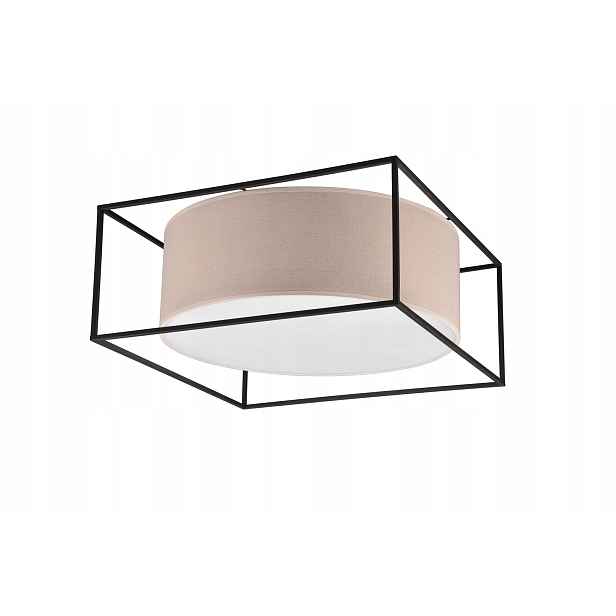 Trio Stropní svítidlo Ross stínidlo 50 cm E27 25W černo-béžová tkanina