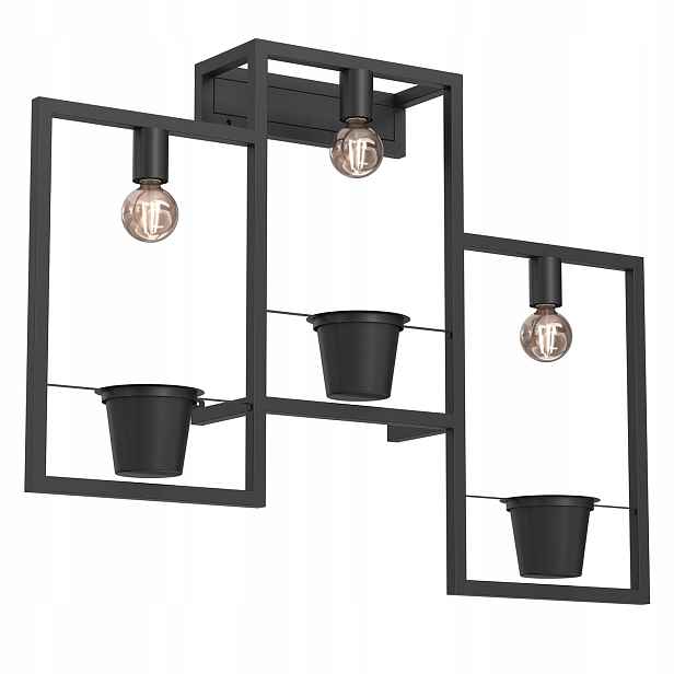 Trojité nástěnné svítidlo černé s květinovým záhonem do obývacího pokoje 98 cm Luminex