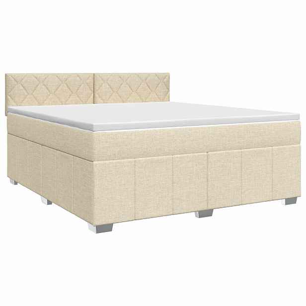 vidaXL Postel boxspring s matrací s čelo Krémová 140 x 200 cm Textil